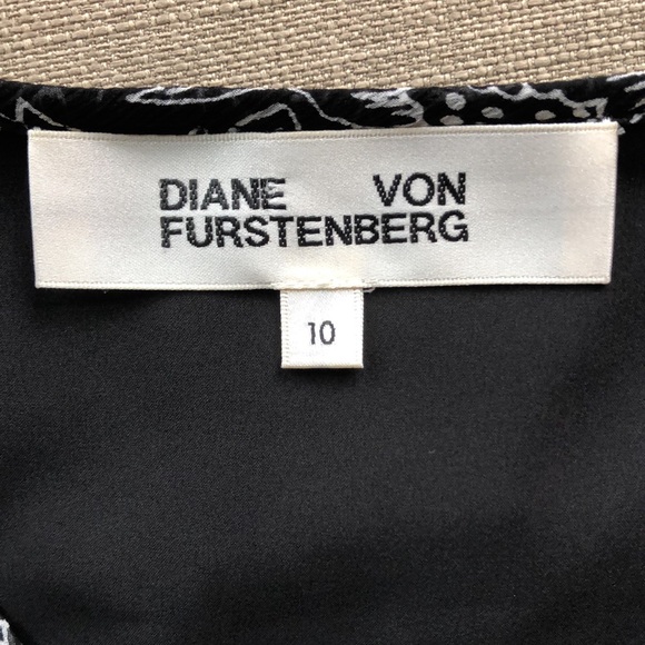 DVF DIANE VON FUERSTENBERG Dress Designer Black White Floral 10 Medium Viscose - Picture 8 of 9